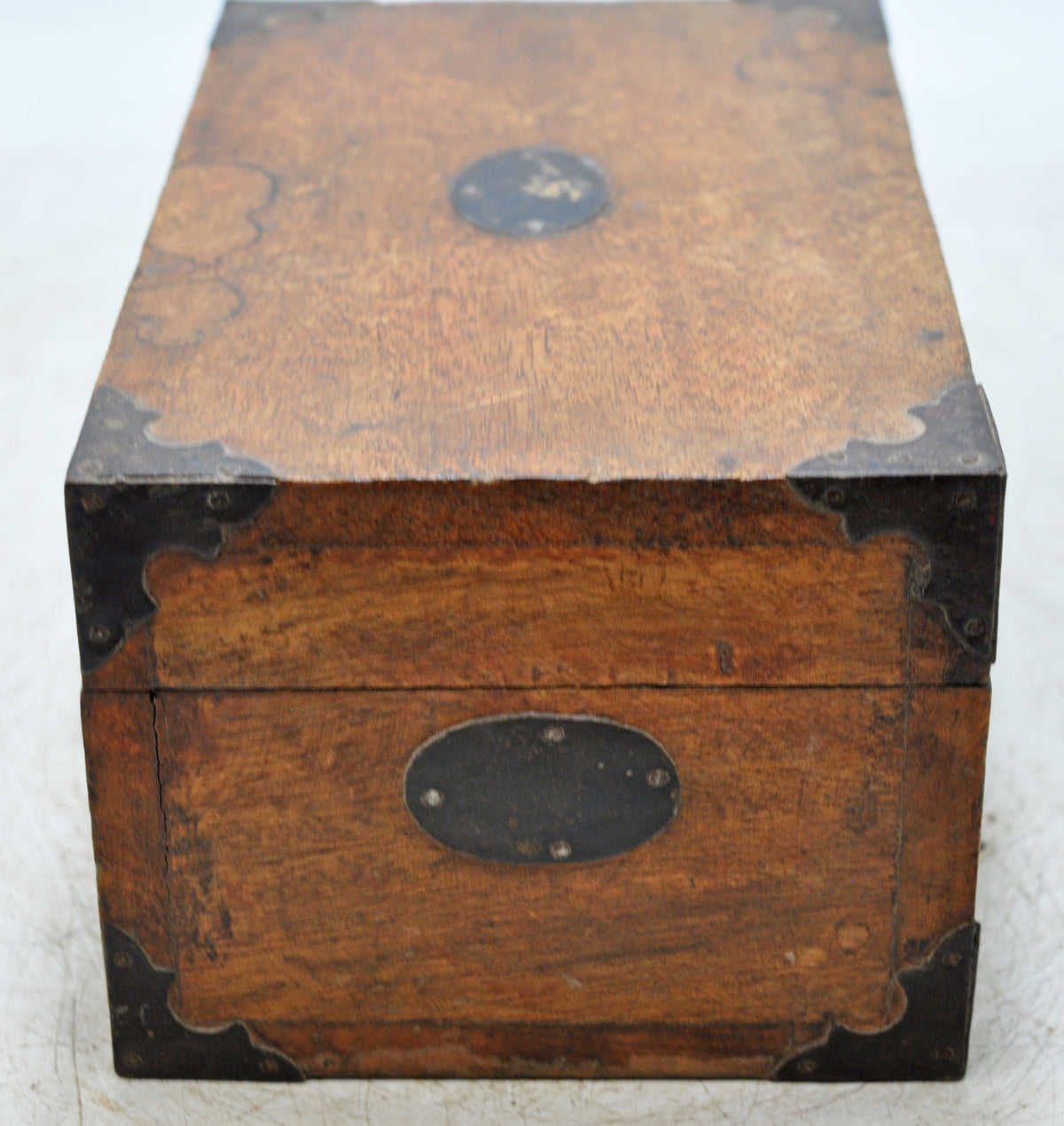 Vintage Wooden Storage Box Original Old Hand Crafted Metal Fitted