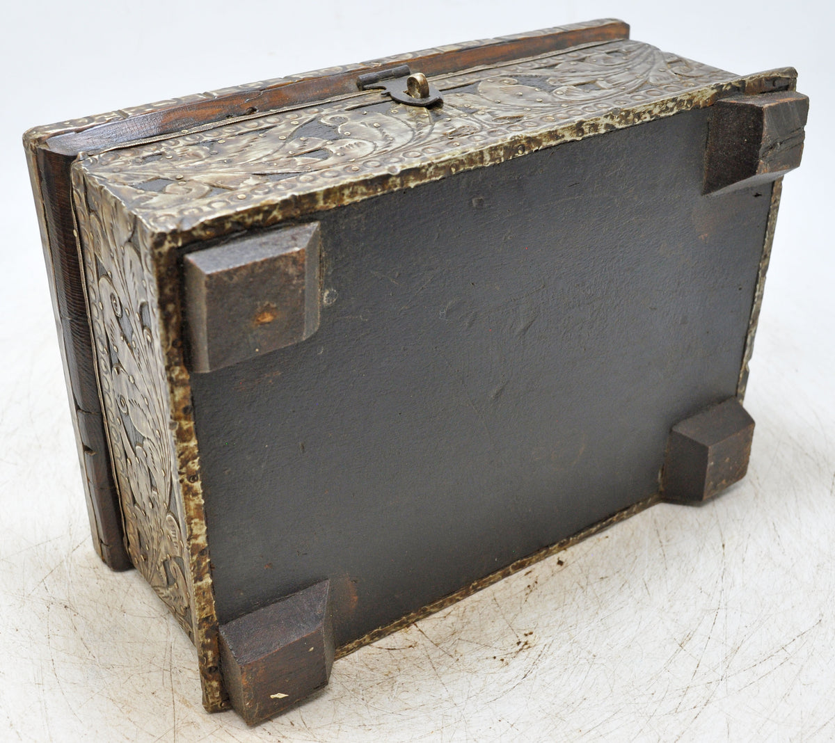 Antique Wooden Storage Chest Box Original Old Very Fine Brass Fitted