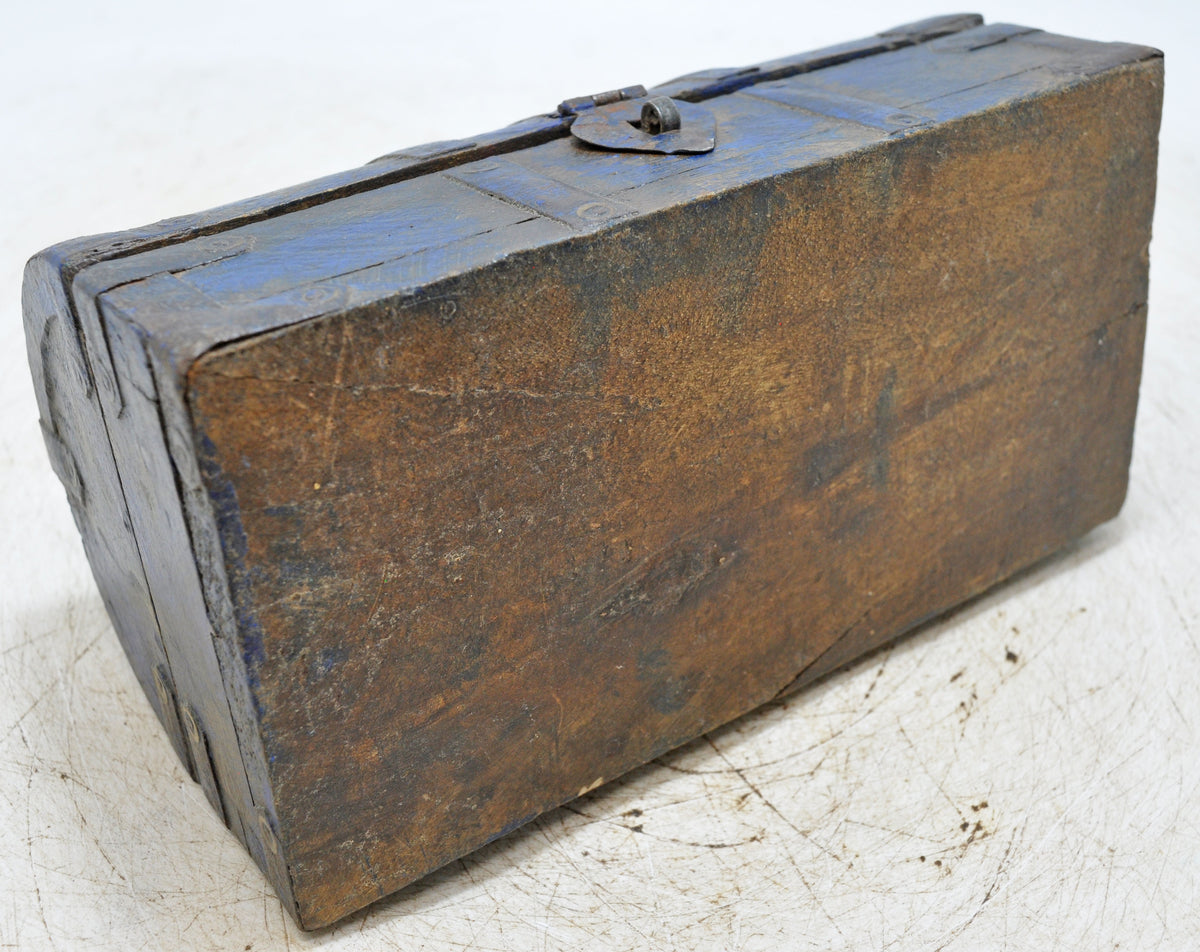 Vintage Wooden Half Round Storage Box Original Old Hand Crafted Rustic Blue