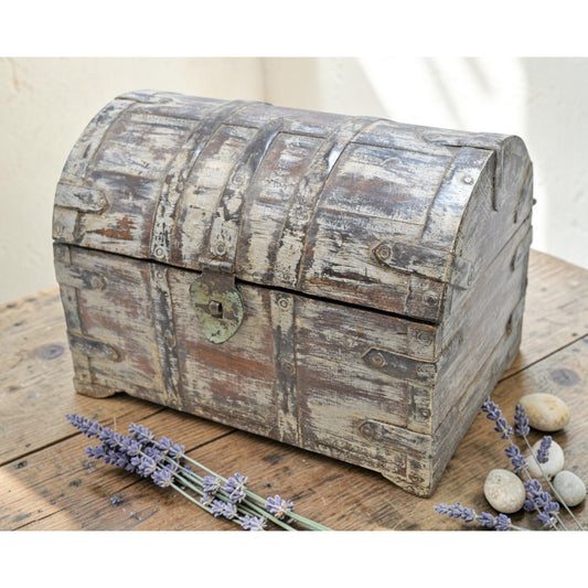 Vintage Wooden Half Round Storage Box Original Old Hand Crafted Rustic White