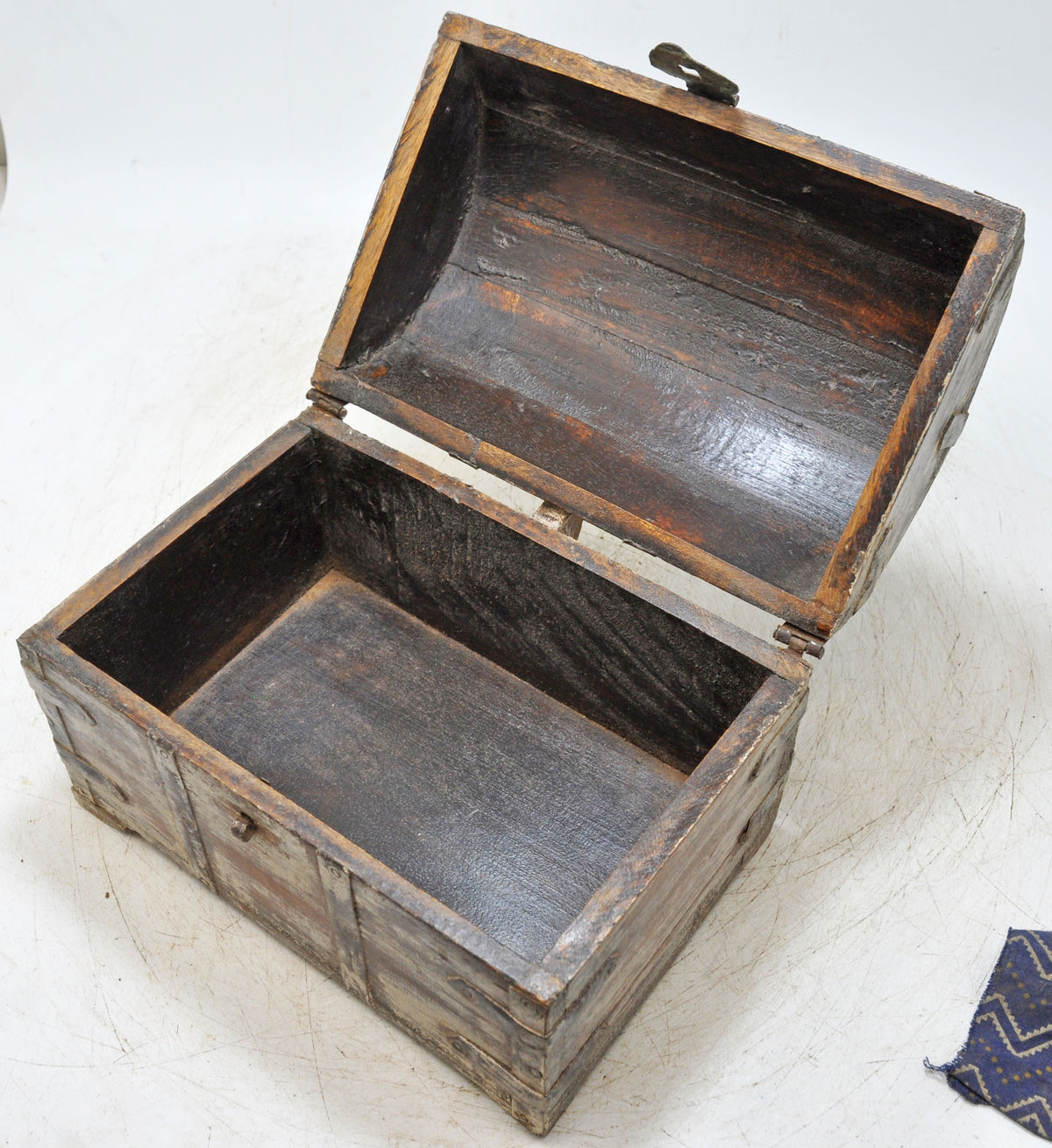 Vintage Wooden Half Round Storage Box Original Old Hand Crafted Rustic White