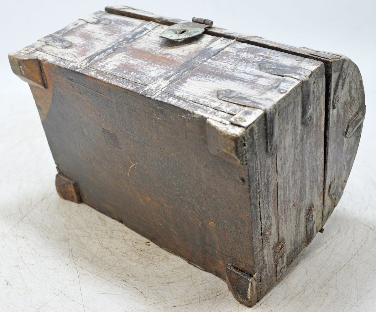 Vintage Wooden Half Round Storage Box Original Old Hand Crafted Rustic White