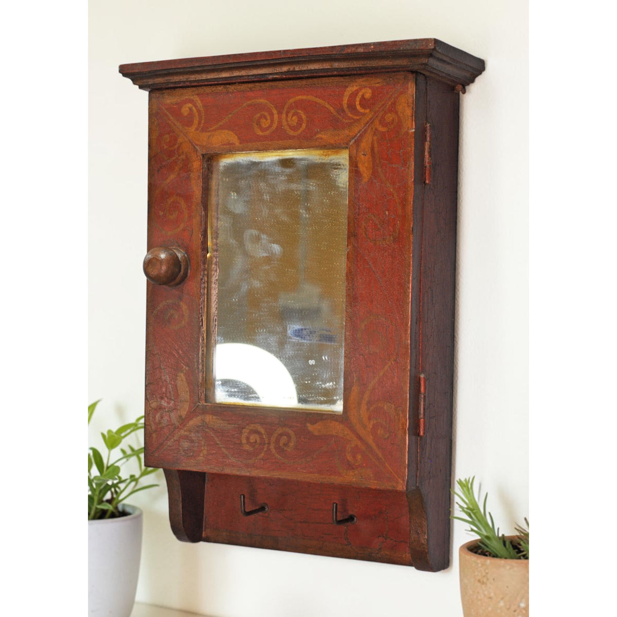 Vintage Wooden Wall Hanging Bathroom Cabient Original Old Hand Crafted