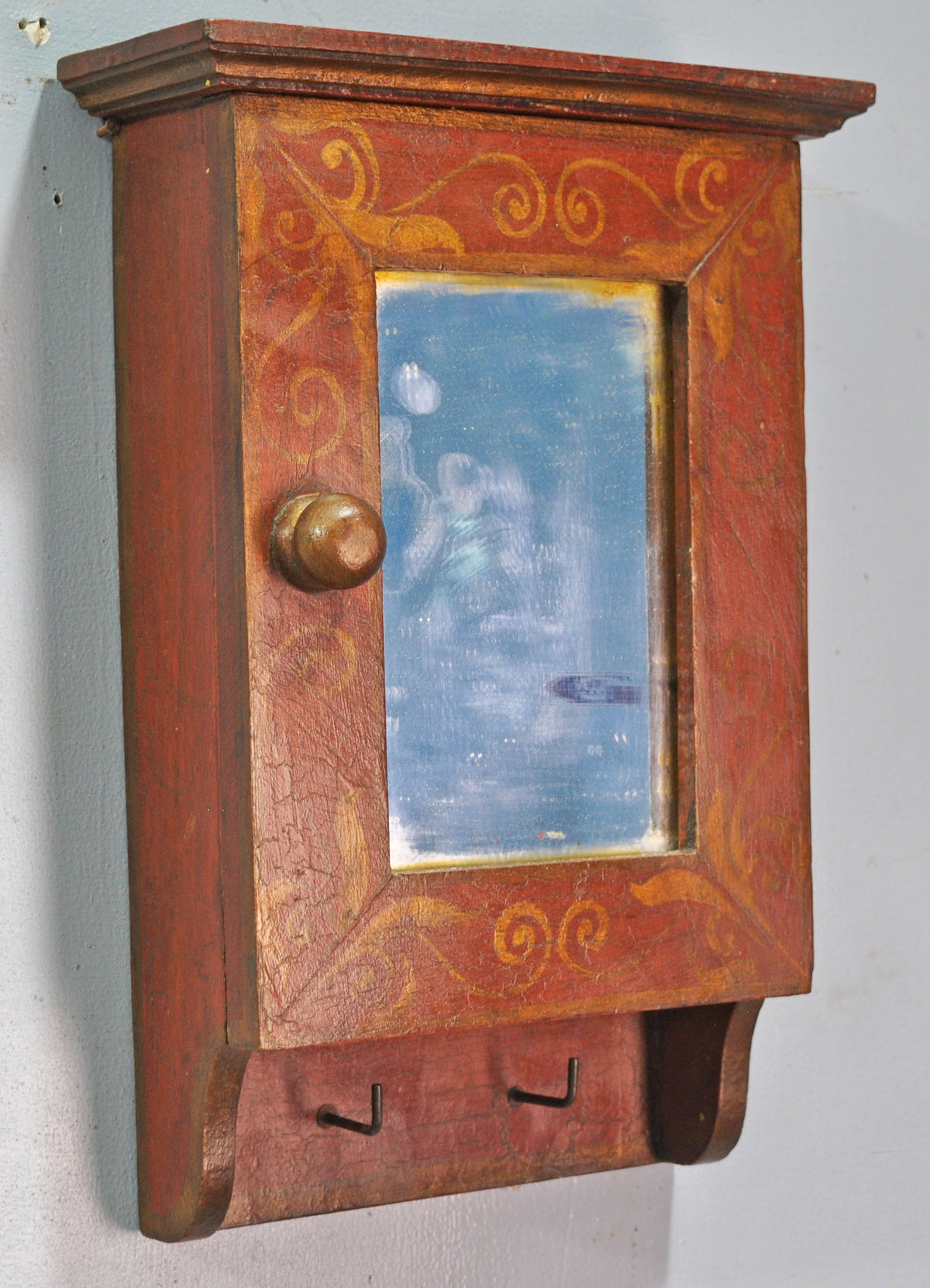 Vintage Wooden Wall Hanging Bathroom Cabient Original Old Hand Crafted