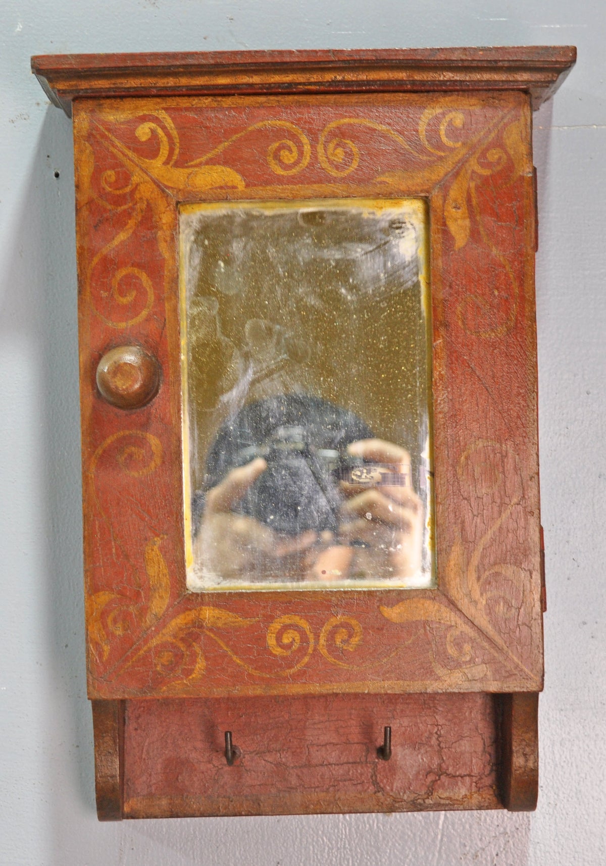 Vintage Wooden Wall Hanging Bathroom Cabient Original Old Hand Crafted