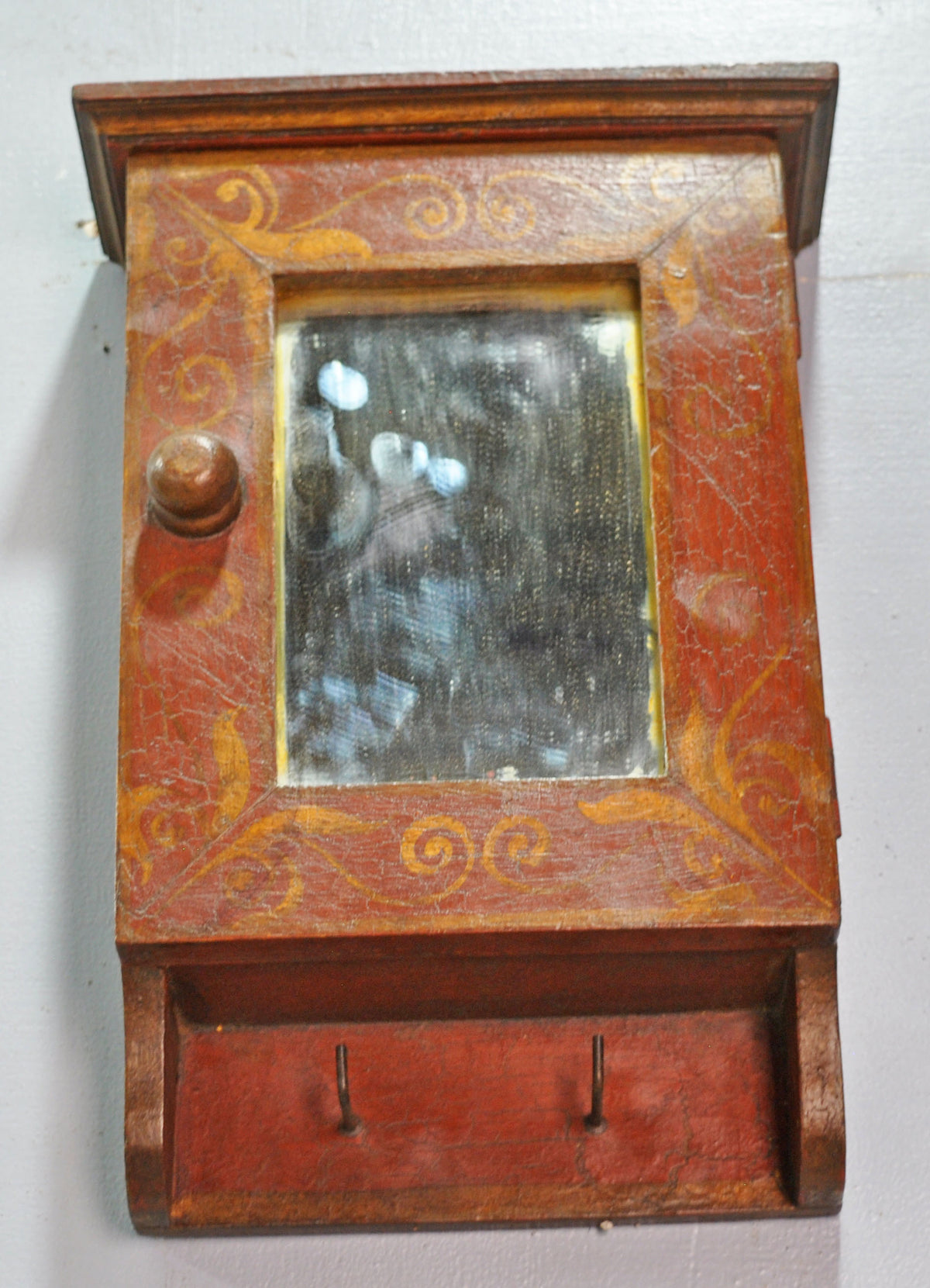 Vintage Wooden Wall Hanging Bathroom Cabient Original Old Hand Crafted