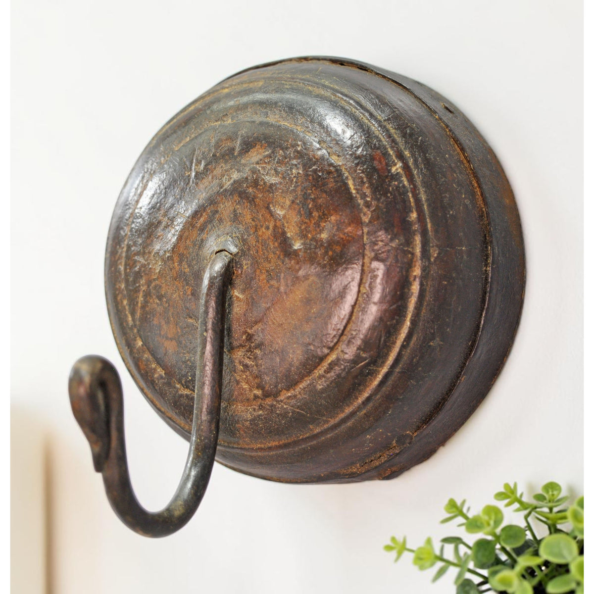 Antique Wooden Wall Hanging 1 Hook Hanger Original Old Hand Crafted