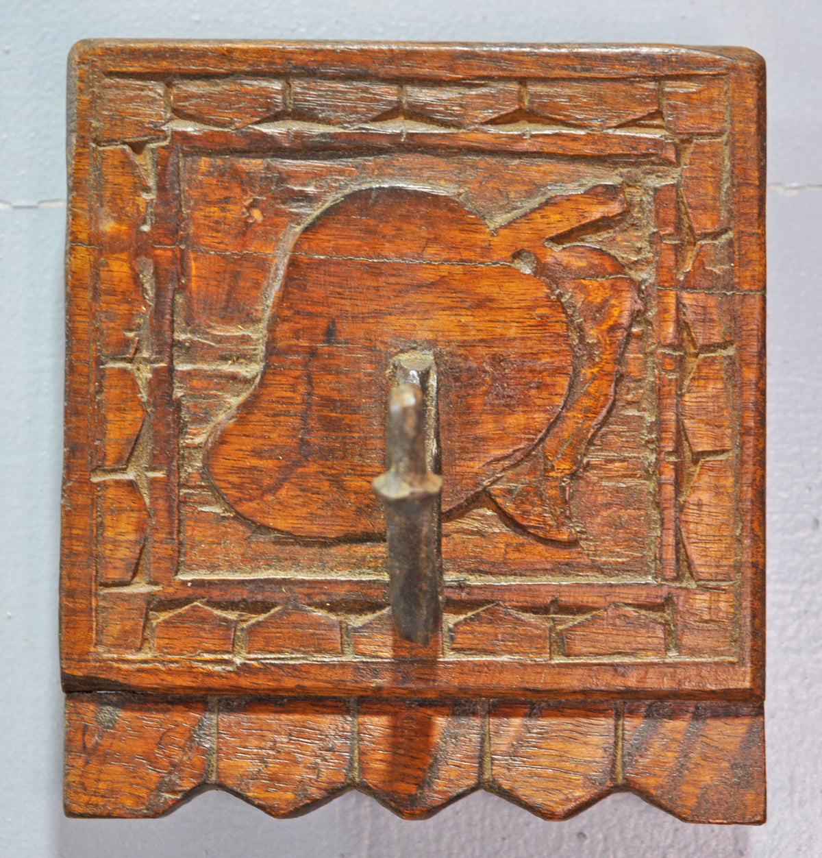 Antique Wooden Wall Hanging 1 Hook Hanger Original Old Hand Crafted