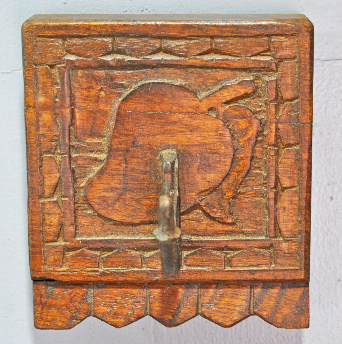 Antique Wooden Wall Hanging 1 Hook Hanger Original Old Hand Crafted