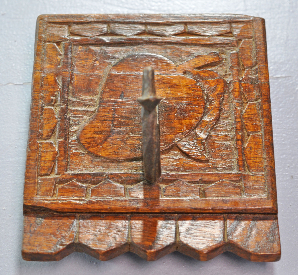 Antique Wooden Wall Hanging 1 Hook Hanger Original Old Hand Crafted