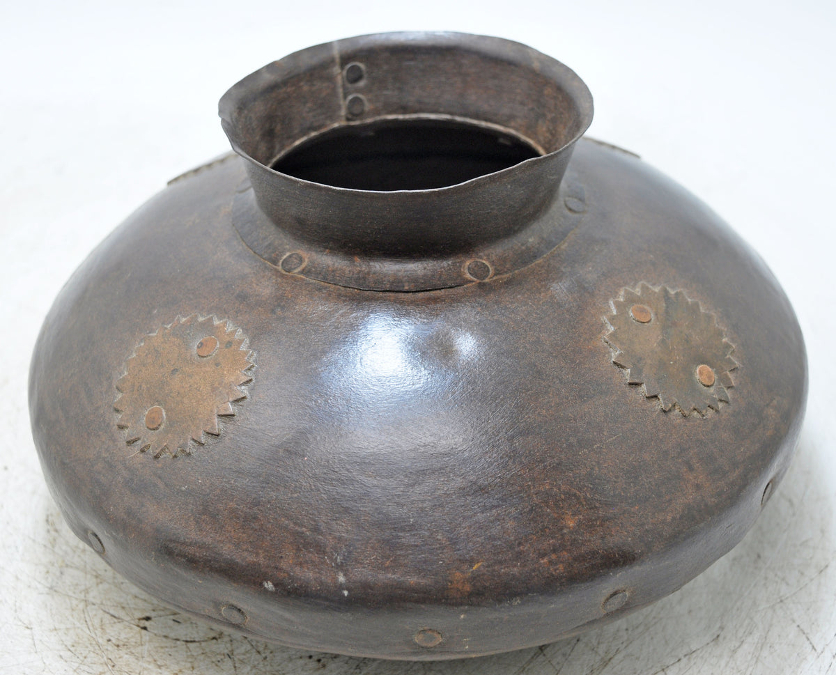 Antique Iron Water Oil Pot Original Old Hand Crafted