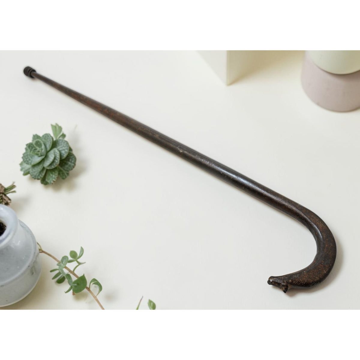 Antique Iron Priests Elbow Resting Stick Original Old Hand Crafted Engraved