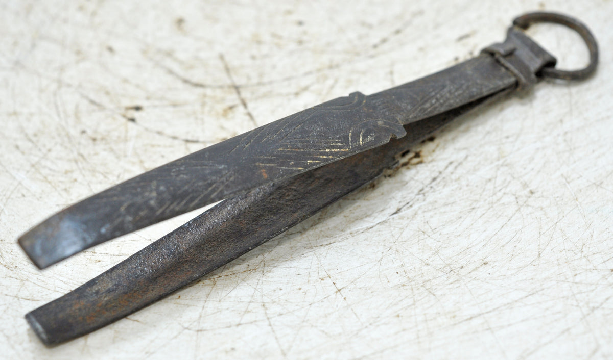 Antique Iron Small Jewelsmiths Tongs Tweezers Original Old Hand Crafted