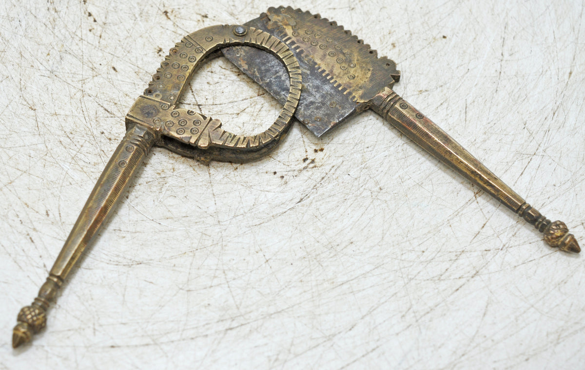 Antique Brass Betel Nut Cutter Sarota Original Old Hand Crafted Fine Engraved