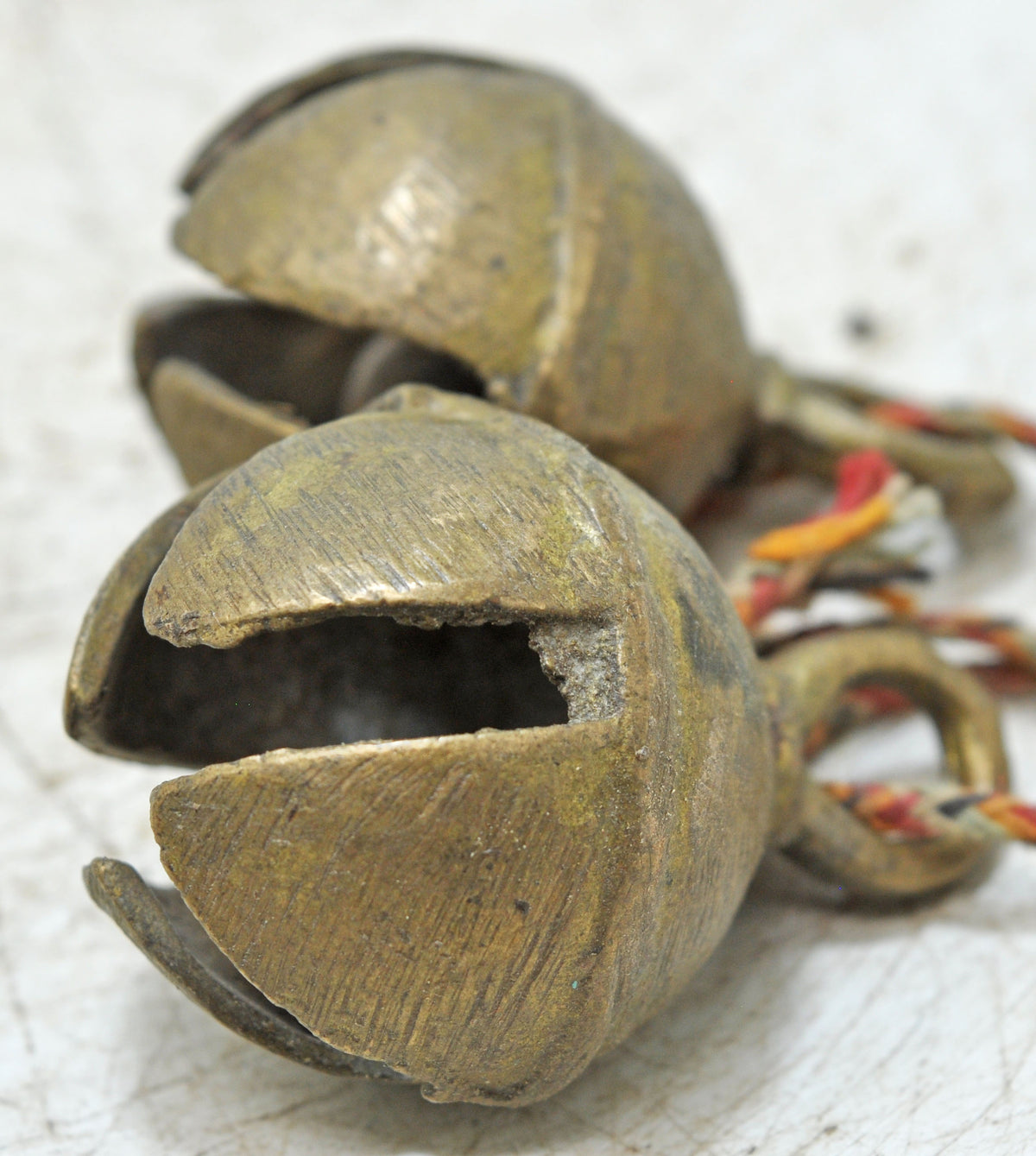 Lot of 2 Antique Brass Animals Cow Bell Original Old Hand Crafted Engraved