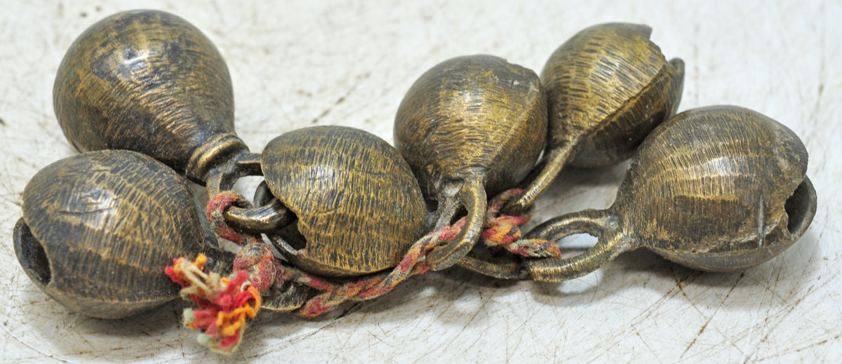 Lot of 6 Antique Brass Animals Cow Bell Original Old Hand Crafted Engraved