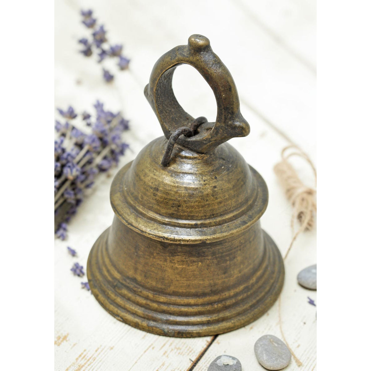 Antique Brass Hanging Temple Bell Original Old Hand Crafted Engraved