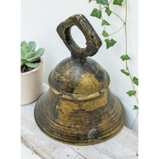 Antique Brass Hanging Temple Bell Original Old Hand Crafted Engraved