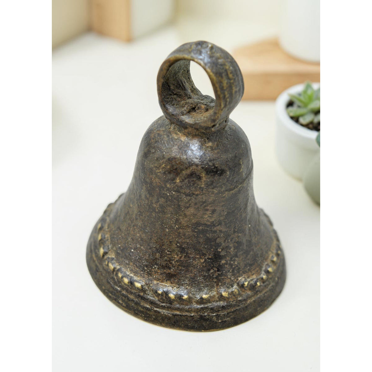 Antique Brass Hanging Temple Bell Original Old Hand Crafted Engraved