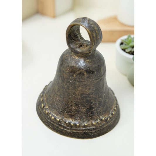 Antique Brass Hanging Temple Bell Original Old Hand Crafted Engraved