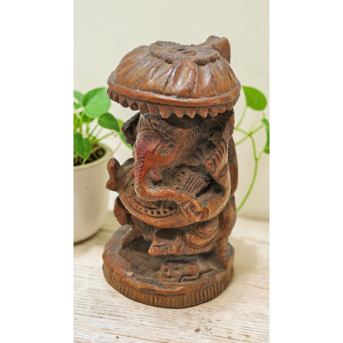 Antique Wooden God Ganesha Idol Figurine Original Old Fine Hand Carved