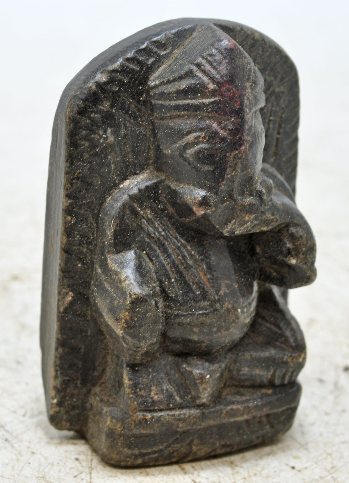 Antique Black Stone God Ganesha Idol Figurine Original Old Fine Hand Carved