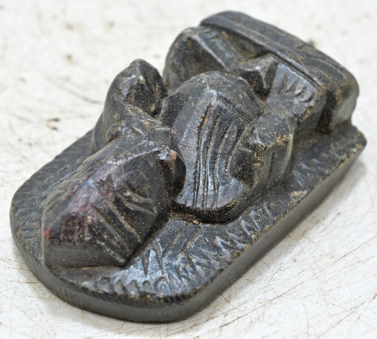 Antique Black Stone God Ganesha Idol Figurine Original Old Fine Hand Carved