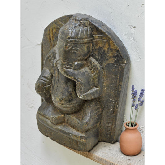 Antique Black Stone God Ganesha Idol Figurine Original Old Fine Hand Carved