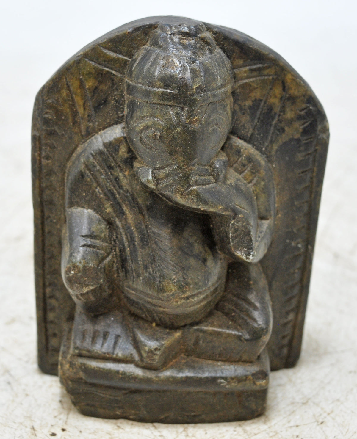Antique Black Stone God Ganesha Idol Figurine Original Old Fine Hand Carved