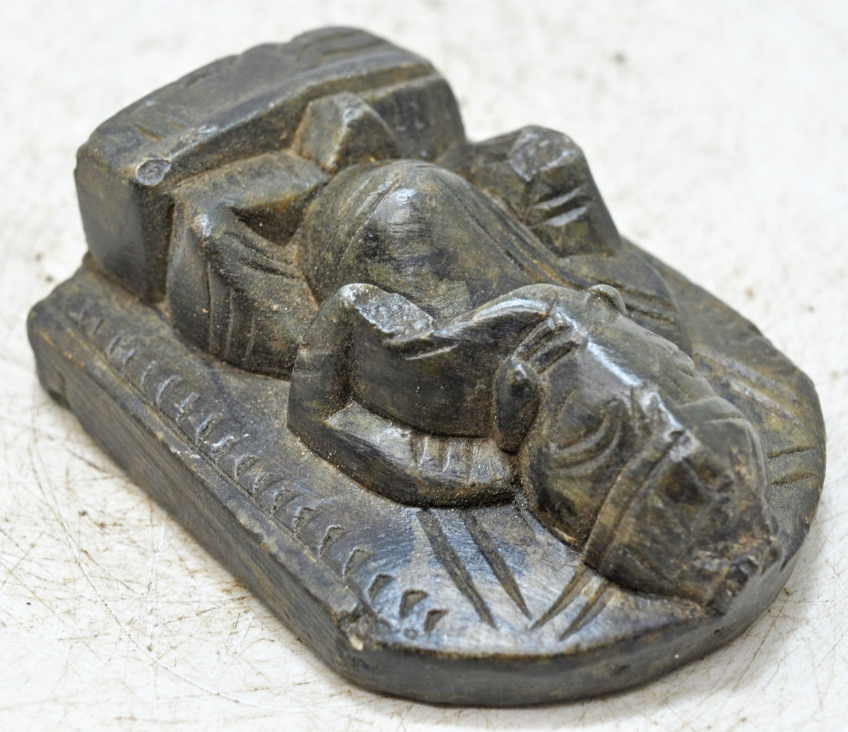 Antique Black Stone God Ganesha Idol Figurine Original Old Fine Hand Carved
