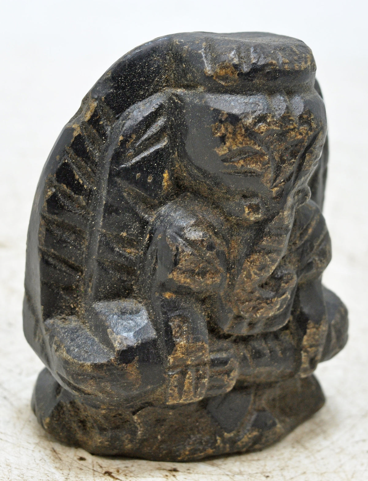 Antique Black Stone God Ganesha Idol Figurine Original Old Fine Hand Carved