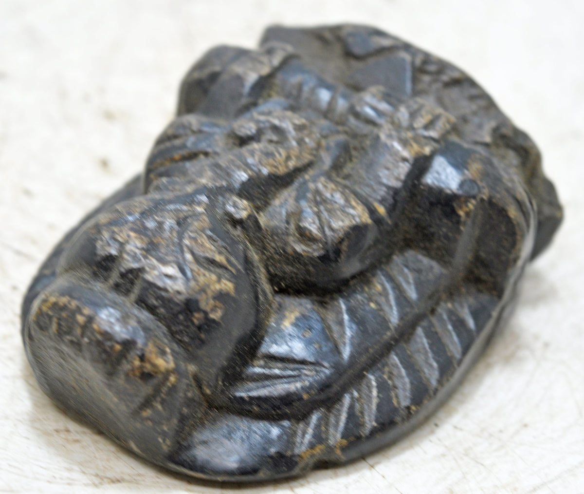 Antique Black Stone God Ganesha Idol Figurine Original Old Fine Hand Carved