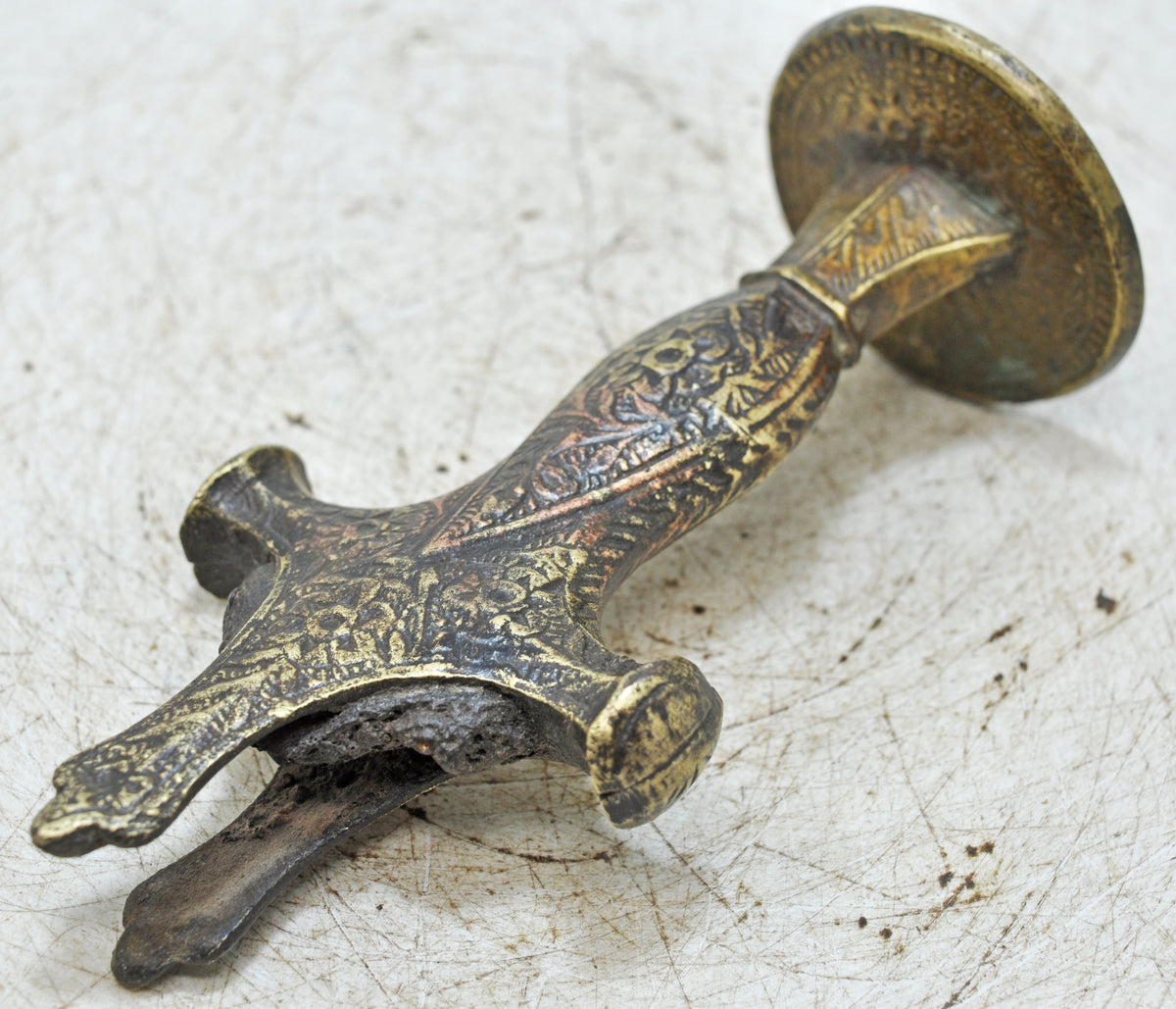 Antique Brass Sword Handle Hilt Original Old Hand Crafted