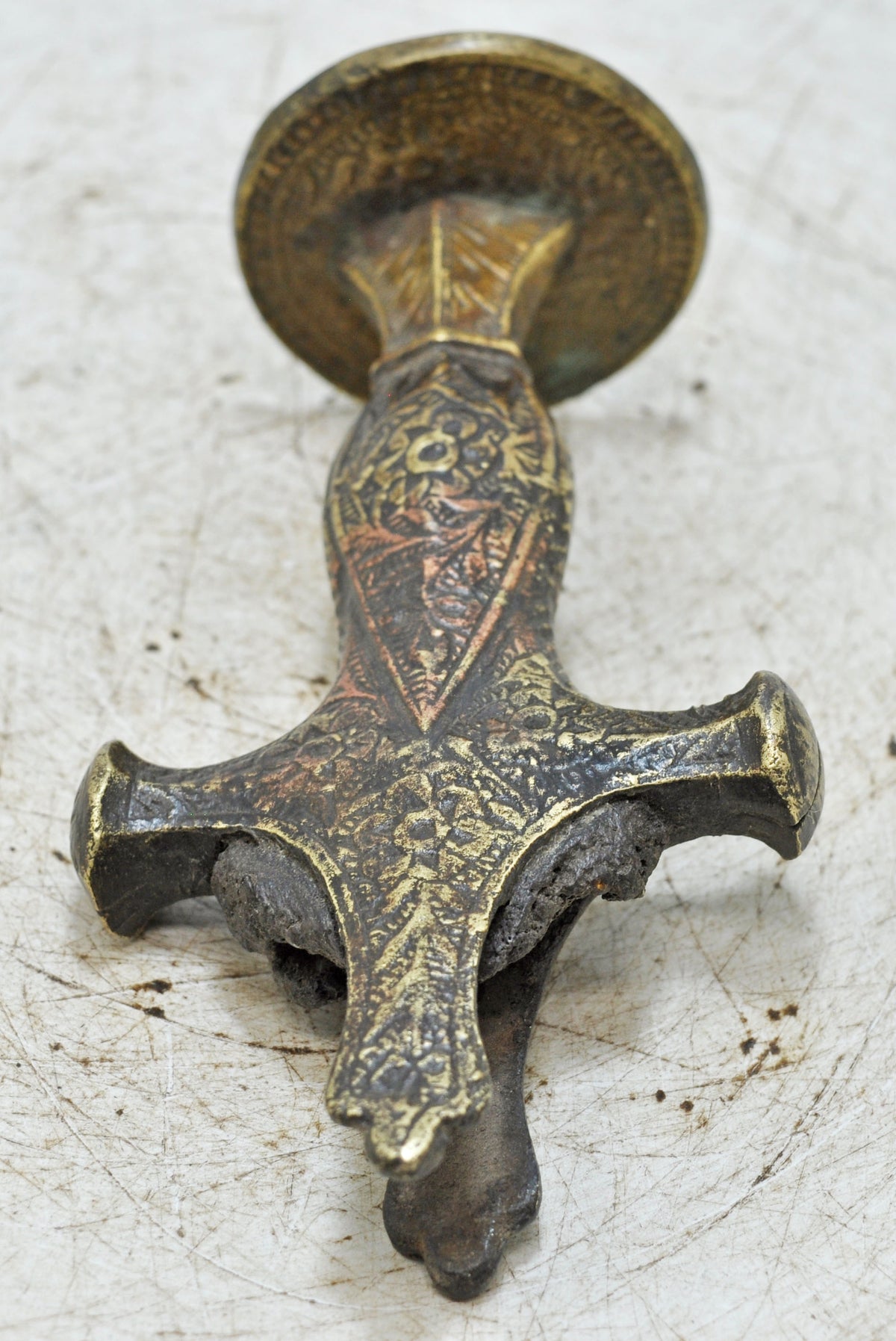 Antique Brass Sword Handle Hilt Original Old Hand Crafted