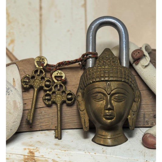 New Made Brass Lord Buddha Shaped Pad Lock Original Old Fine Hand Crafted