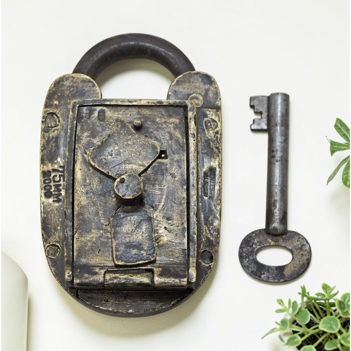 Antique Brass Large Size Pad Lock Original Old Hand Crafted Engraved