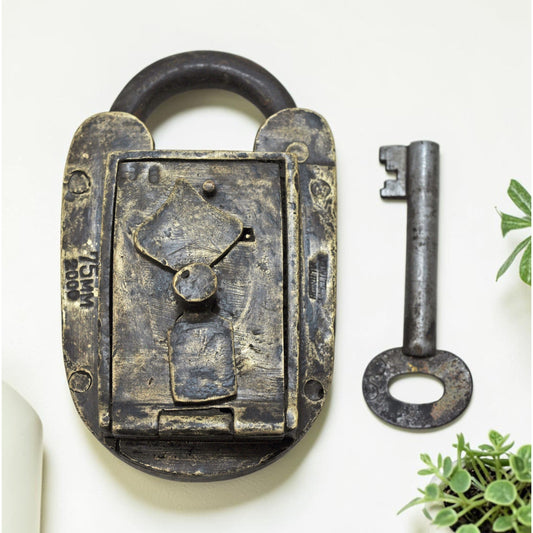 Antique Brass Large Size Pad Lock Original Old Hand Crafted Engraved