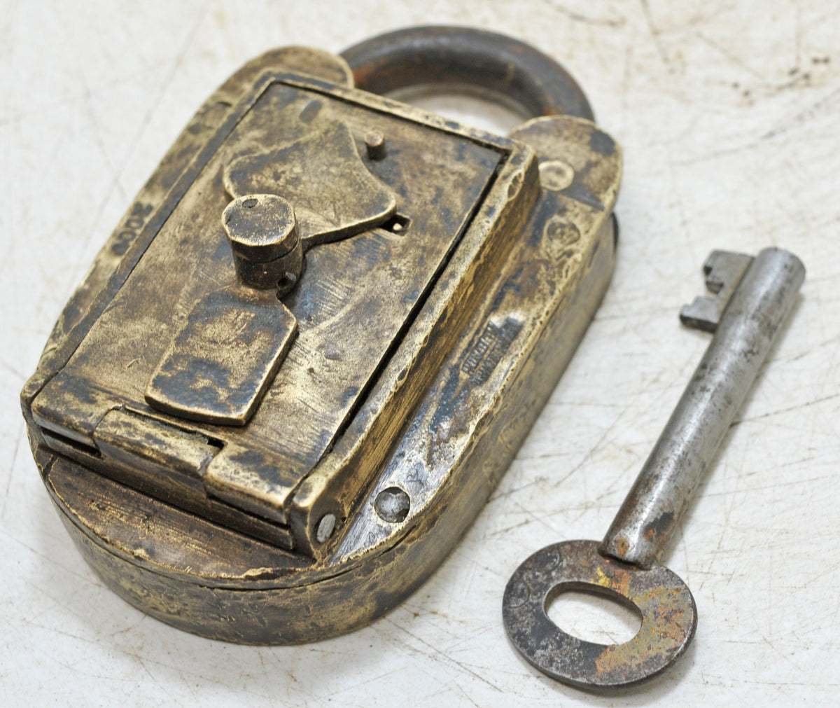 Antique Brass Large Size Pad Lock Original Old Hand Crafted Engraved