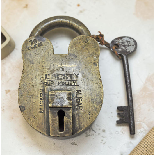 Antique Brass Pad Lock Original Old Hand Crafted Working With Key