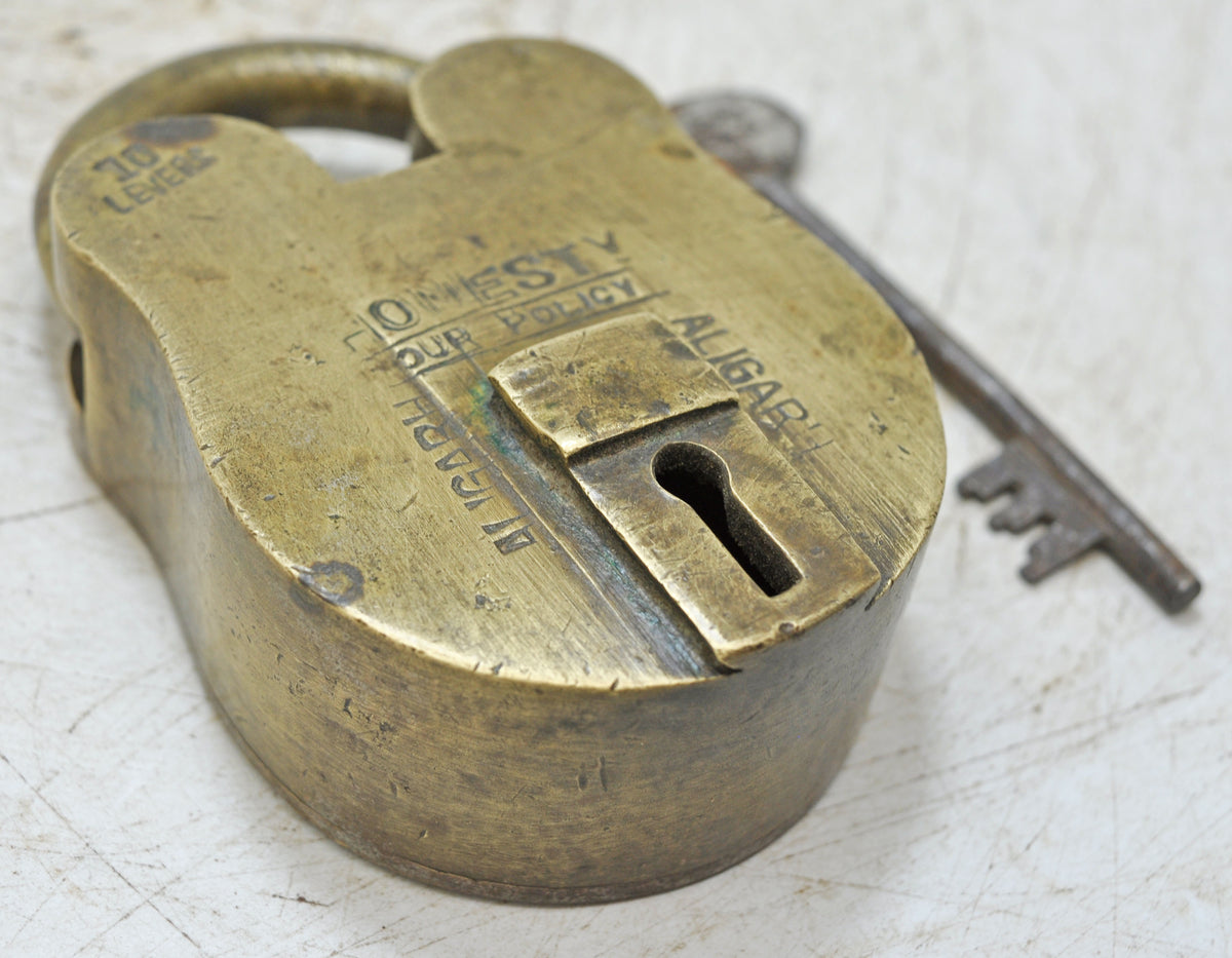 Antique Brass Pad Lock Original Old Hand Crafted Working With Key