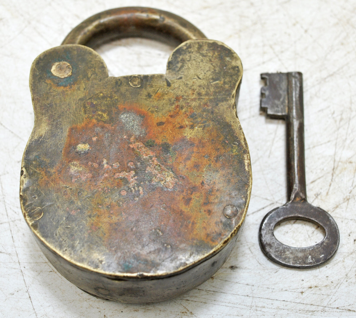 Antique Brass Pad Lock Original Old Hand Crafted Very Fine Engraved