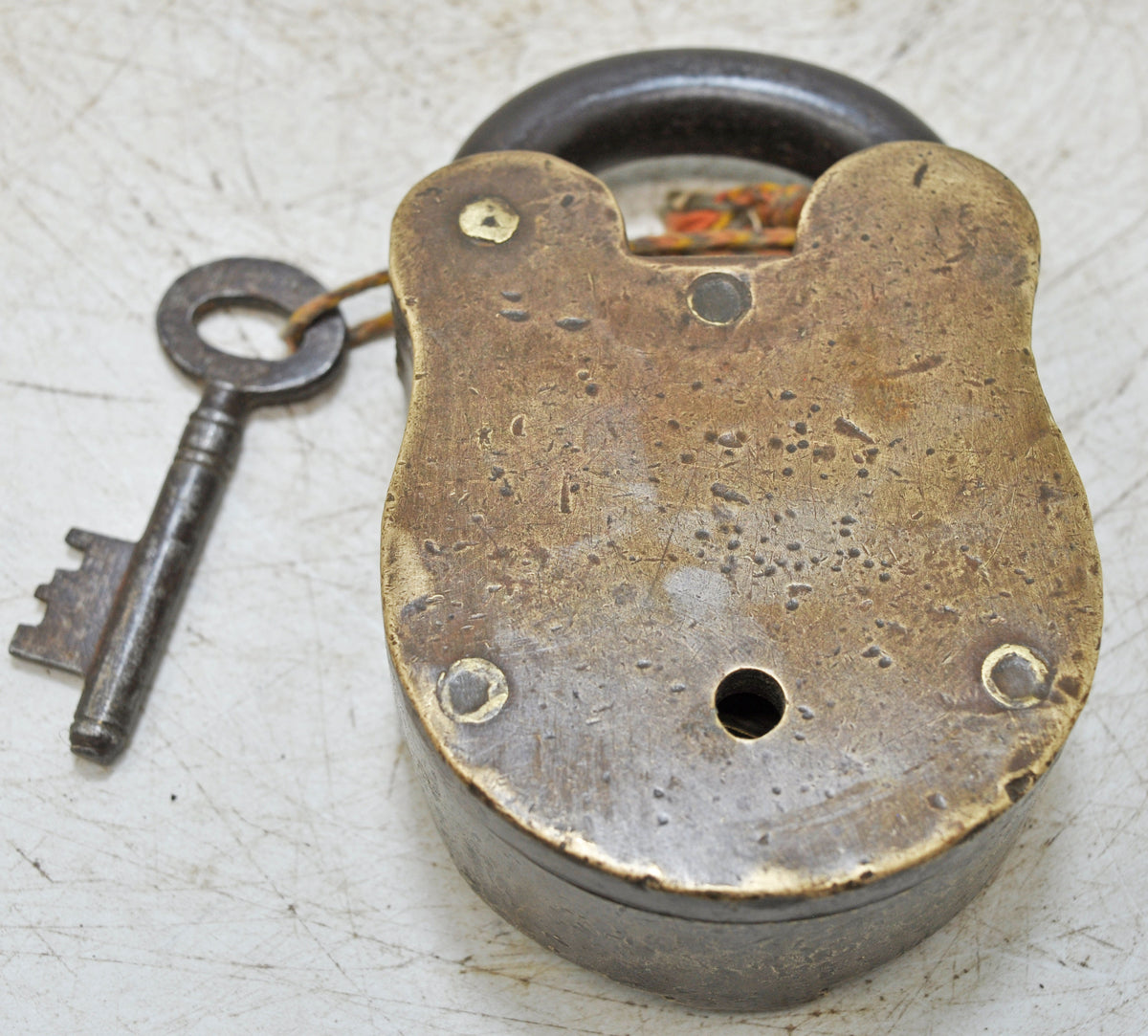 Antique Brass Pad Lock Original Old Hand Crafted Working With Key