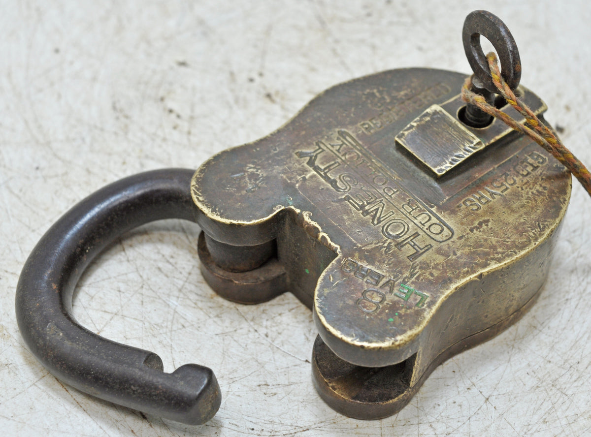 Antique Brass Pad Lock Original Old Hand Crafted Working With Key