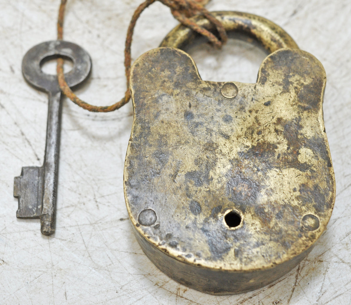 Antique Brass Pad Lock Original Old Hand Crafted Very Fine Engraved