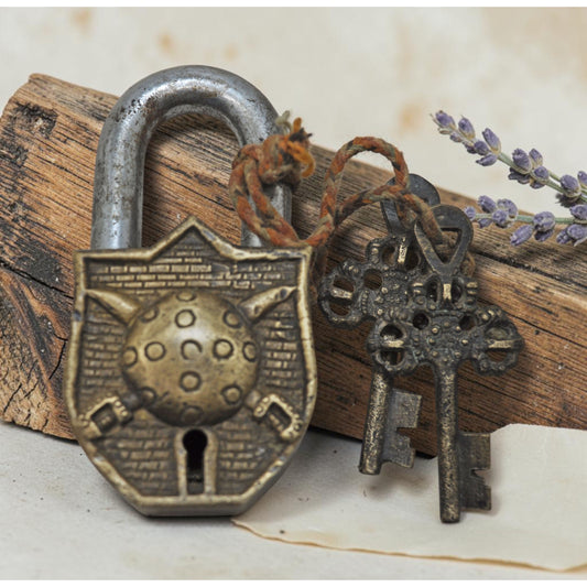 Antique Brass Pad Lock Original Old Hand Crafted Very Fine Engraved