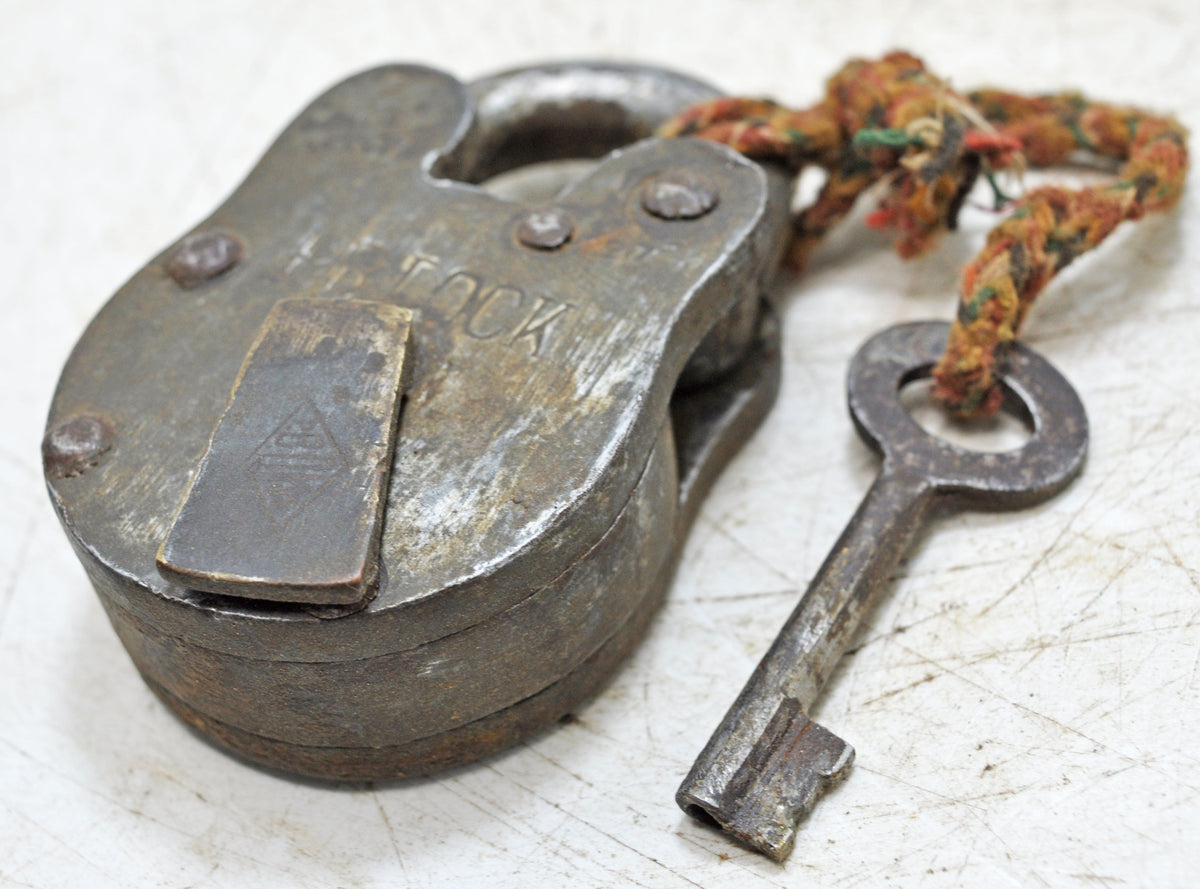 Antique Brass Pad Lock Original Old Hand Crafted Working With Key