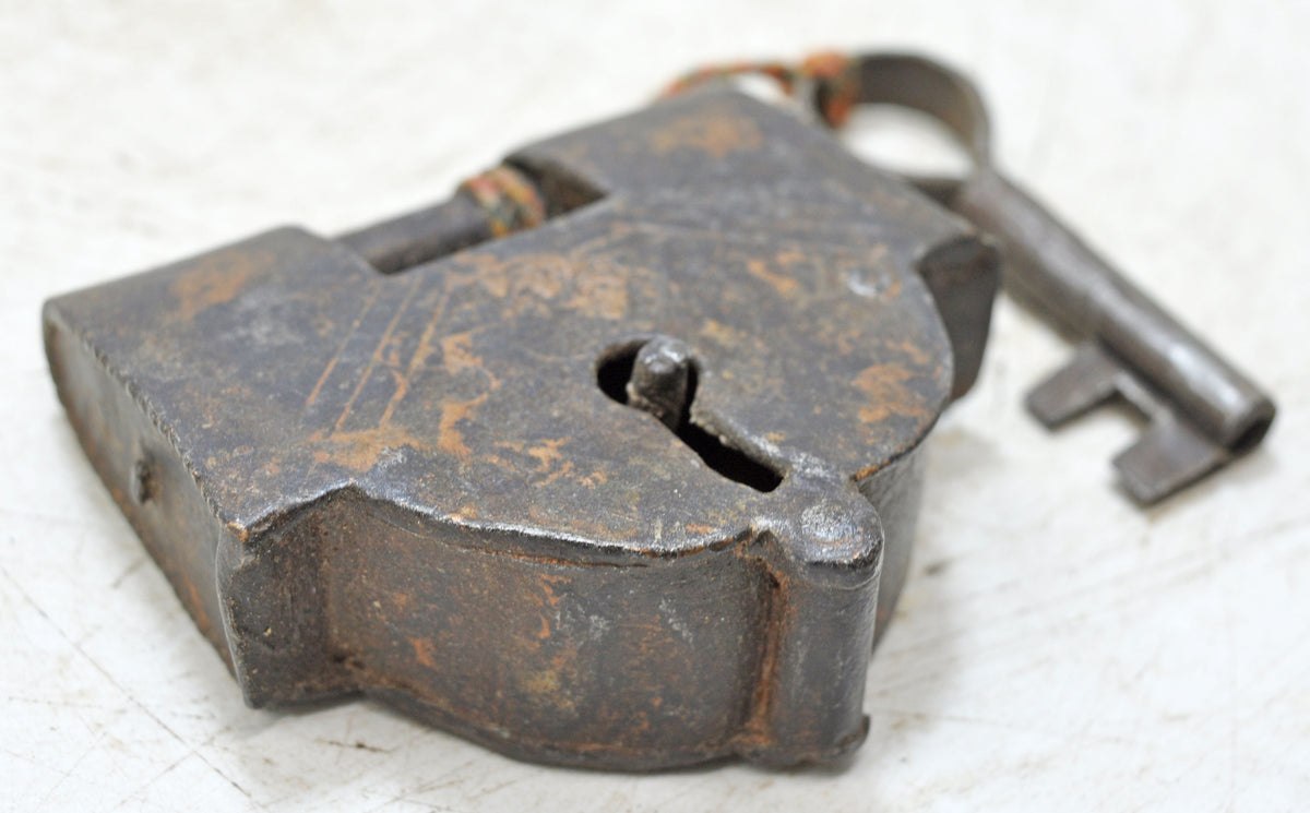 Antique Iron Strip System Pad Lock Original Old Hand Crafted