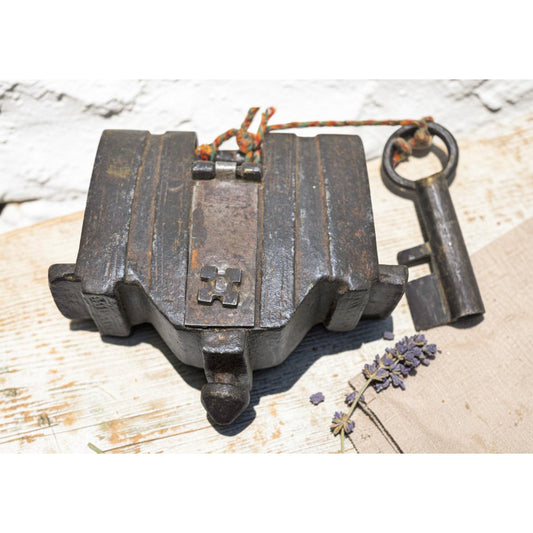 Antique Iron Large Size Pad Lock Original Old Hand Crafted Hidden Keyhole