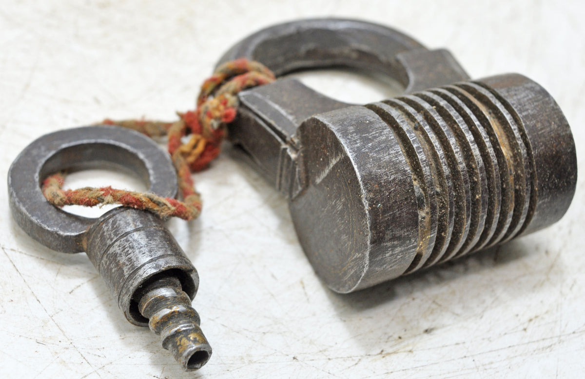 Antique Iron Spring Lever System Pad Lock Original Old Hand Crafted