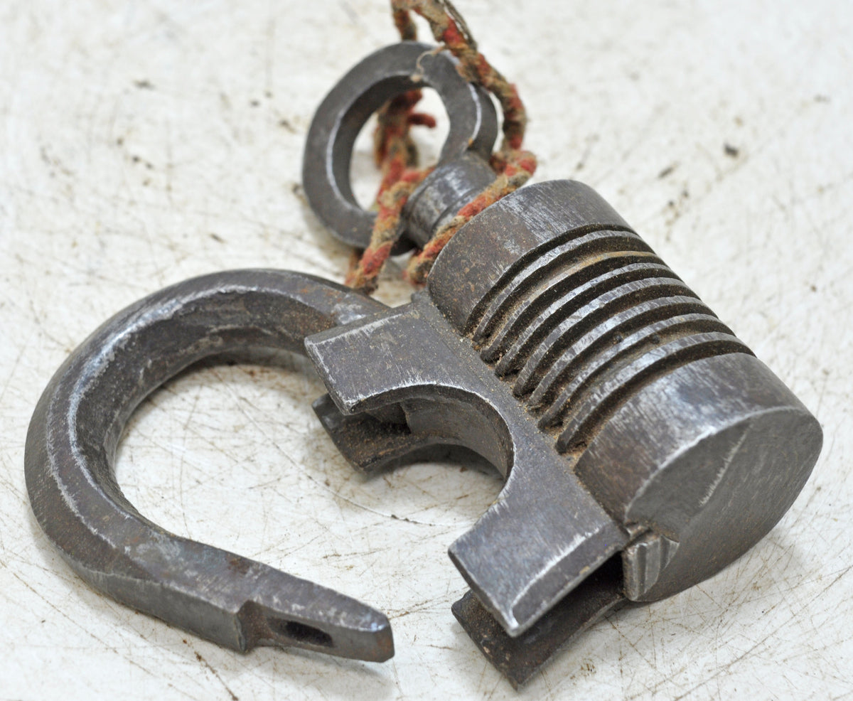 Antique Iron Spring Lever System Pad Lock Original Old Hand Crafted